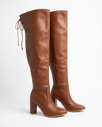 Block heel high boot