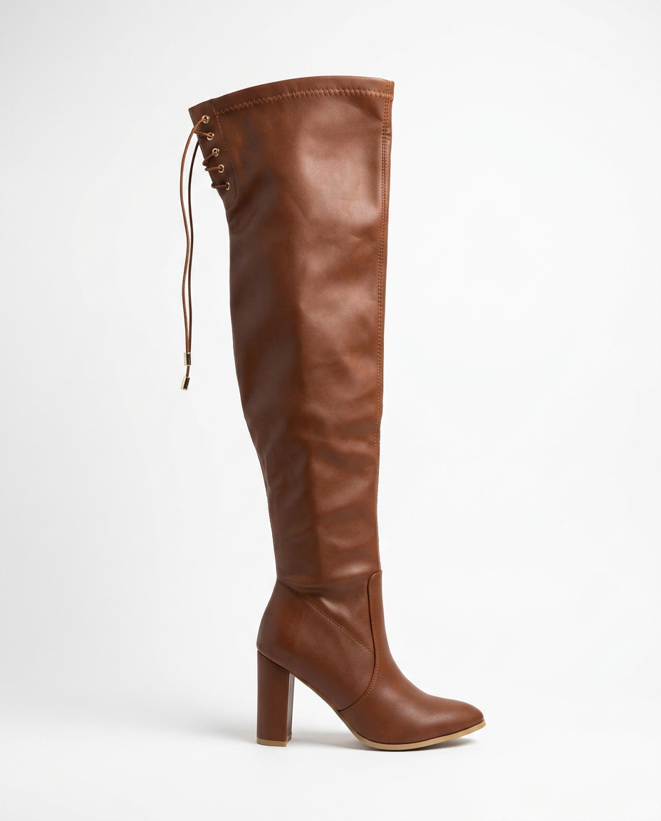 Block heel high boot