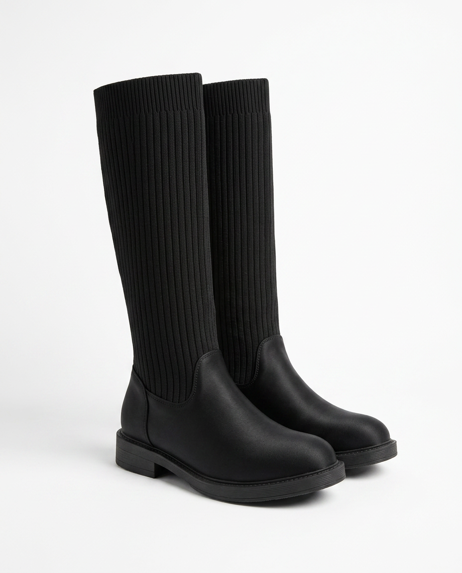 Flat high boot