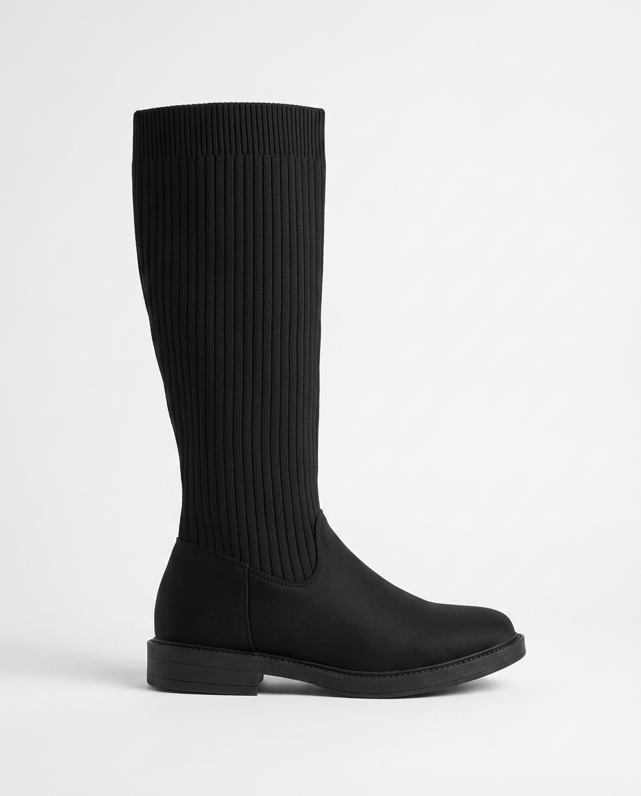 Flat high boot